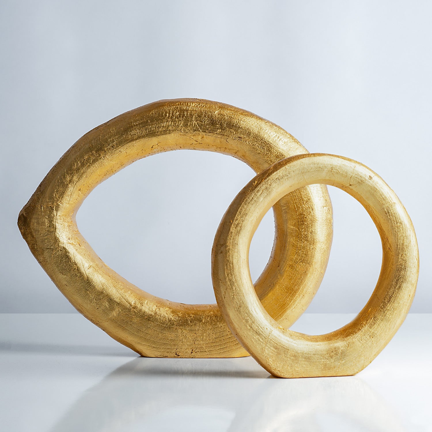 Wood Ring Sculpture, Gold Leaf, 15.5"L