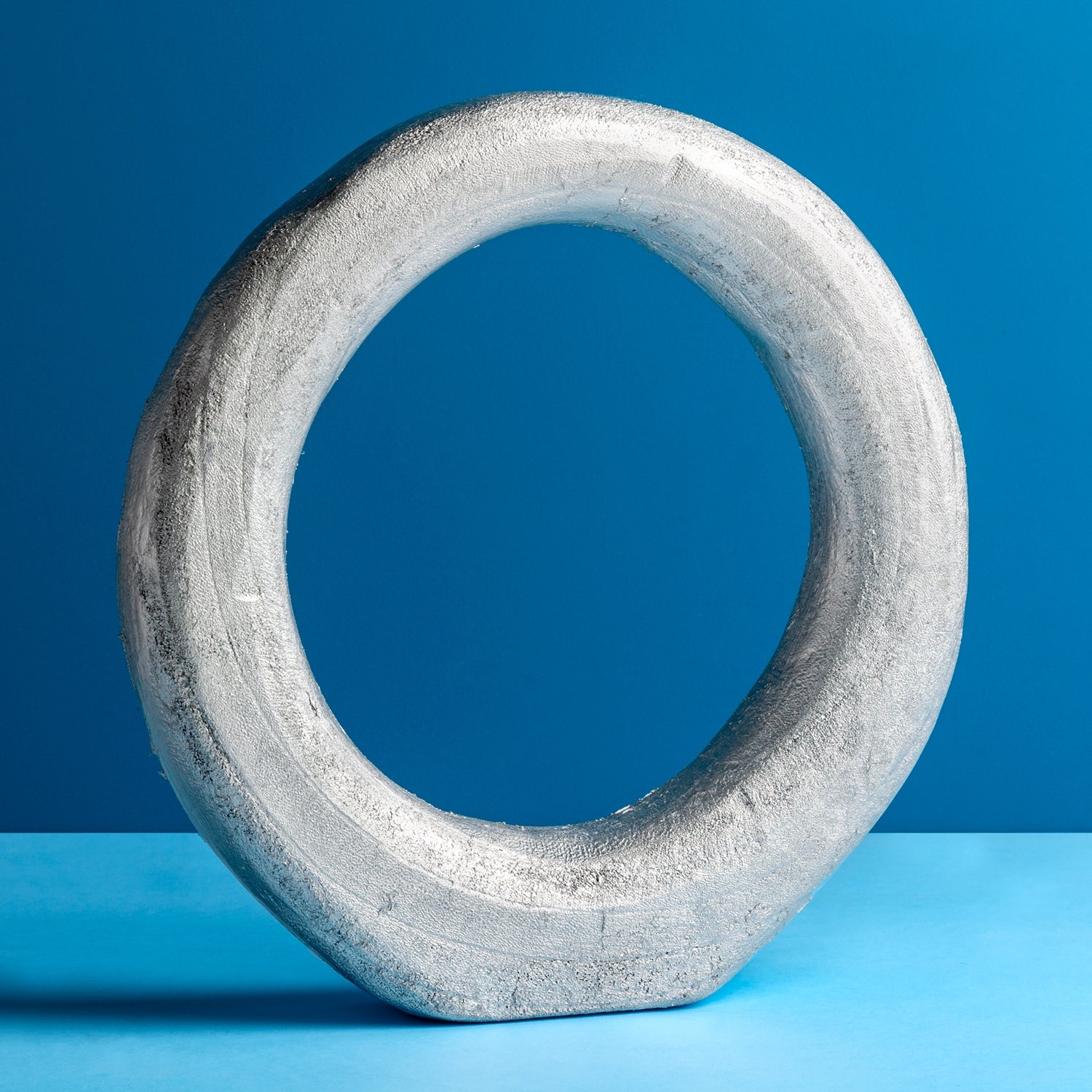 Wood Ring Sculpture, Silvered, 10.5"OD