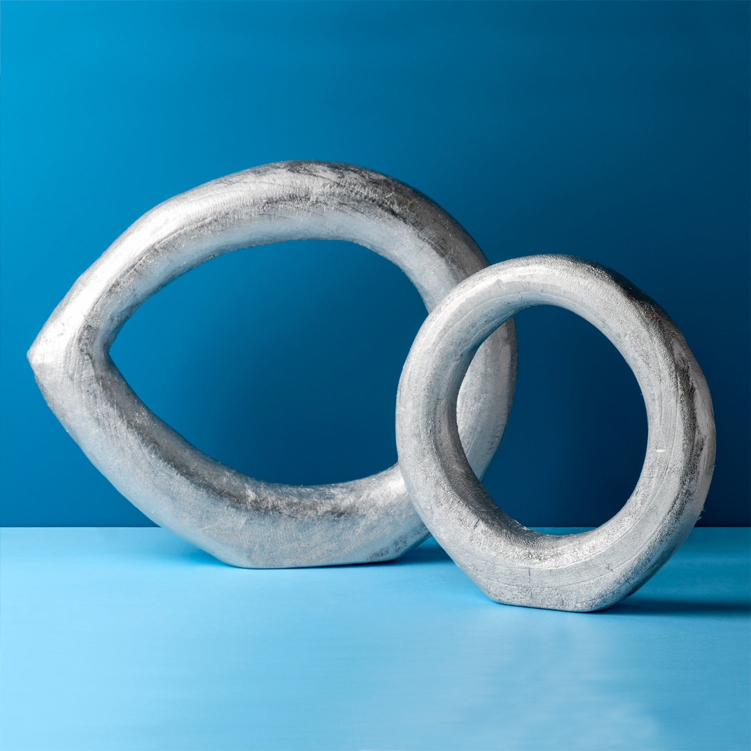 Wood Ring Sculpture, Silvered, 10.5"OD