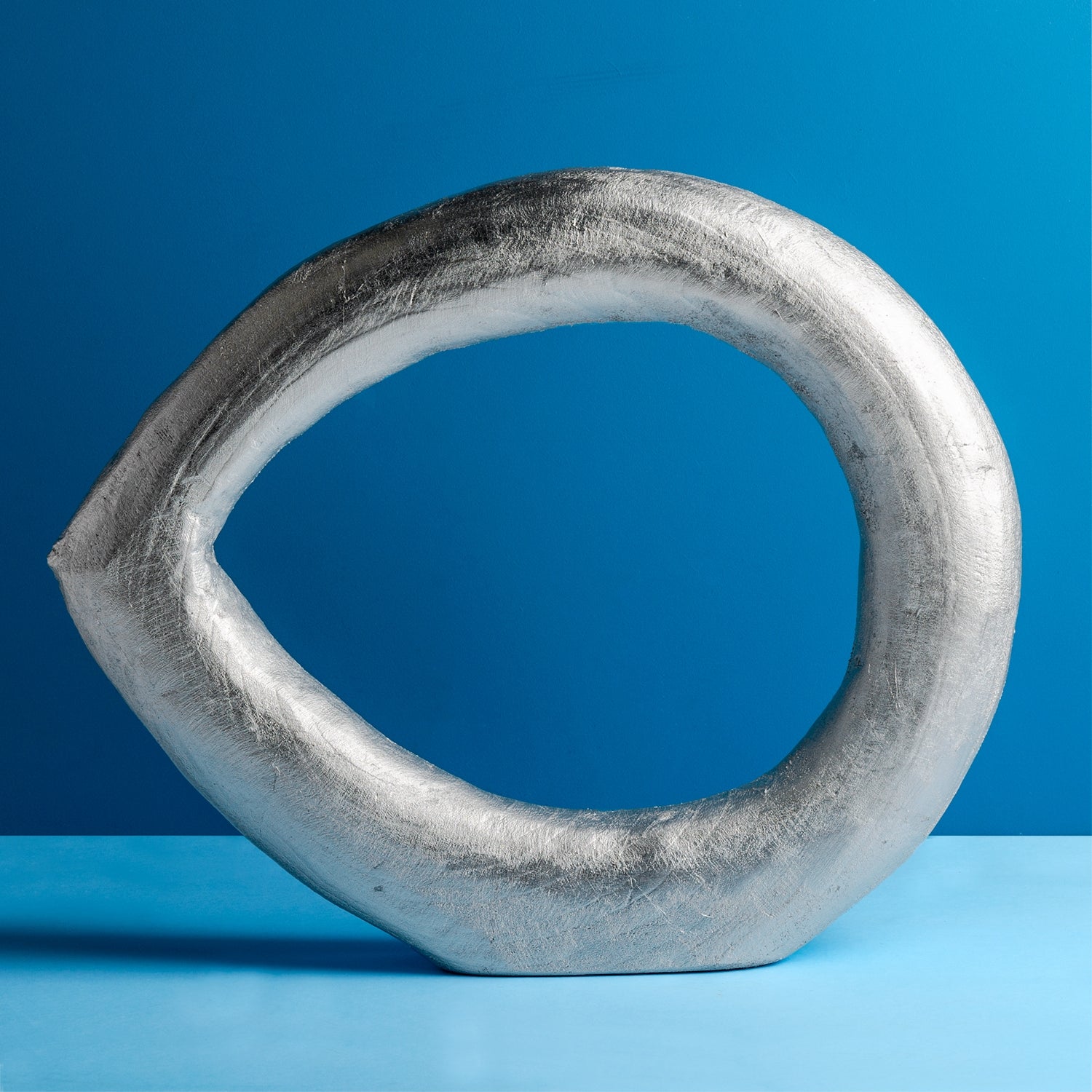 Wood Ring Sculpture, Silvered, 15.5"L