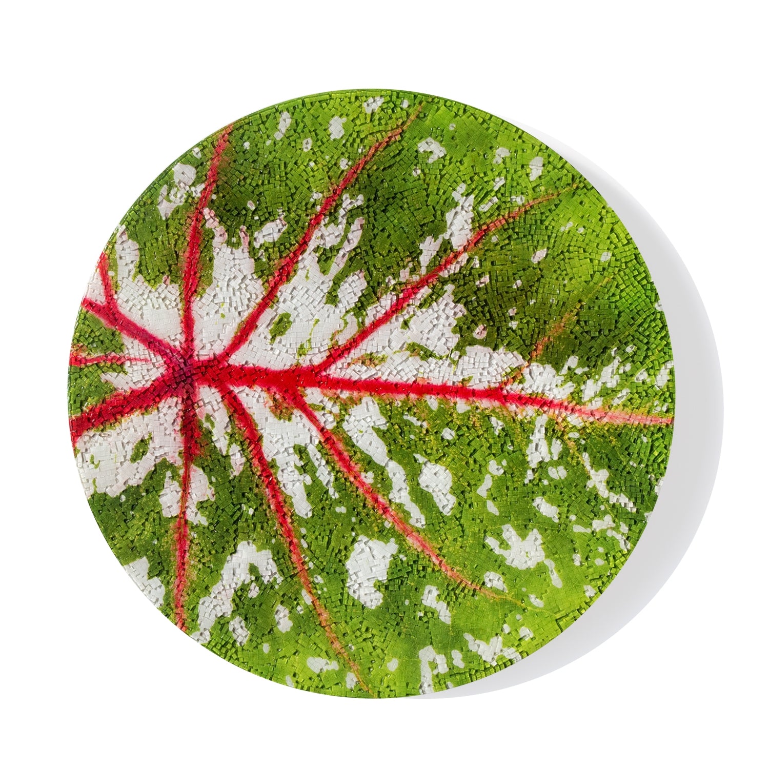 Mosaic 16"D Caladium Leaf Pink Wall Art